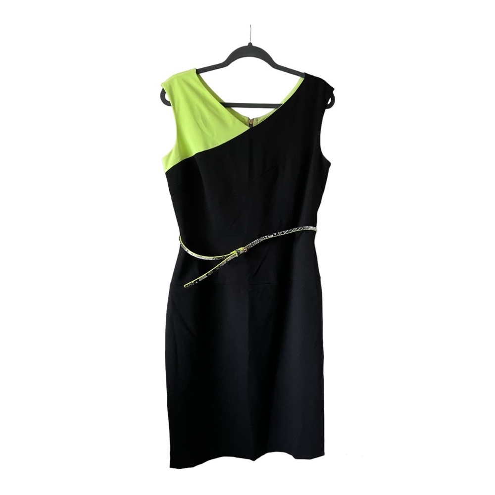 Calvin Klein Shift Dress with Asymmetrical Color Block